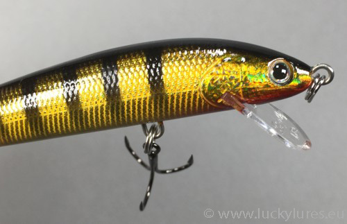 Kopf des Minnow B Wobblers, Größe: 04, Farbe: Black Stripes on Gold, Bagley Bait.